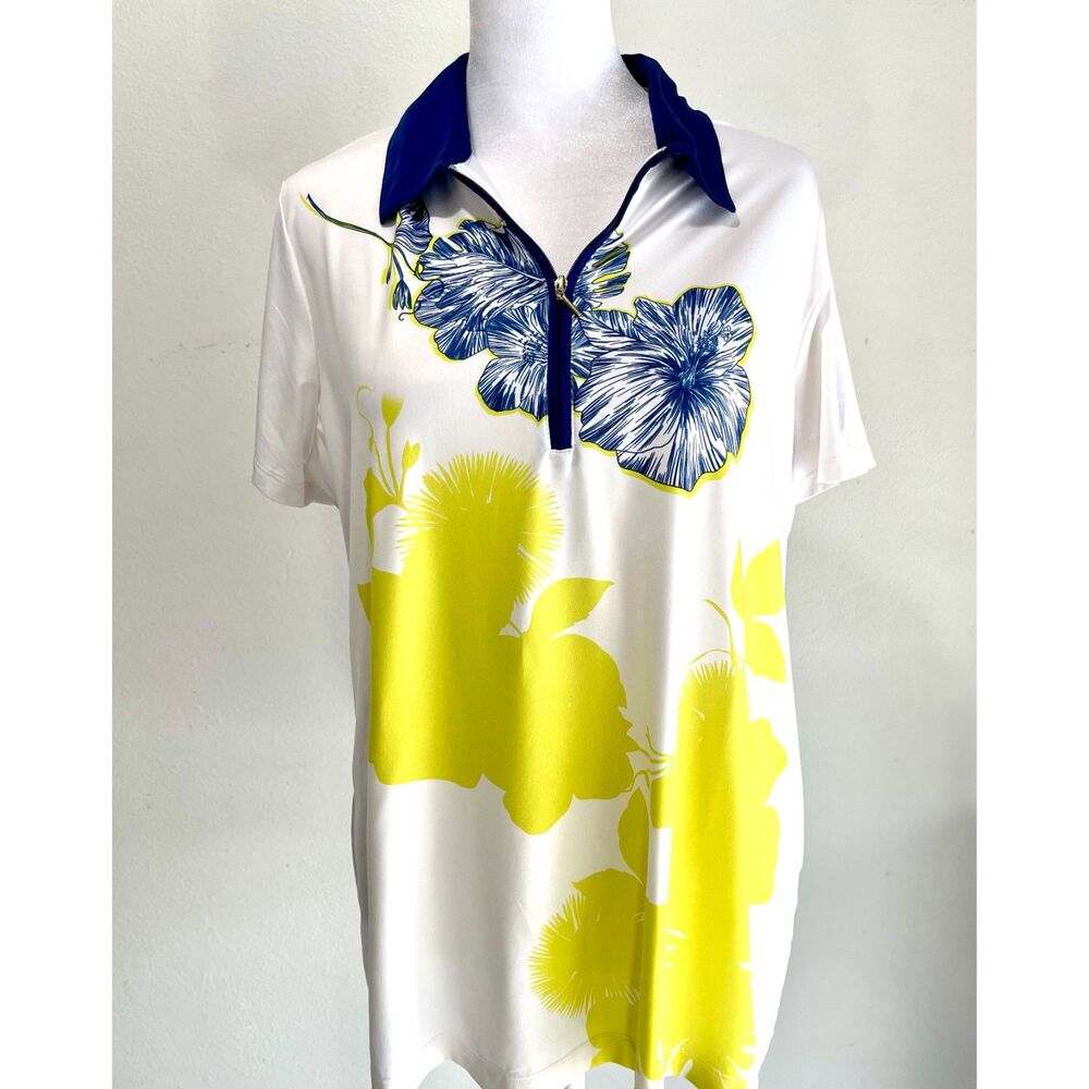 EP new york performance polo shirt golf art to wear floral sports women's XL